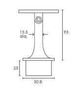 MOD 50 - ROUND 316 STAINLESS STEEL RAIL SUPPORT - SWIVEL FLAT SADDLE